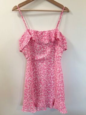 Trixxi Floral Pink Ruffle Strappy Dress - Size Large